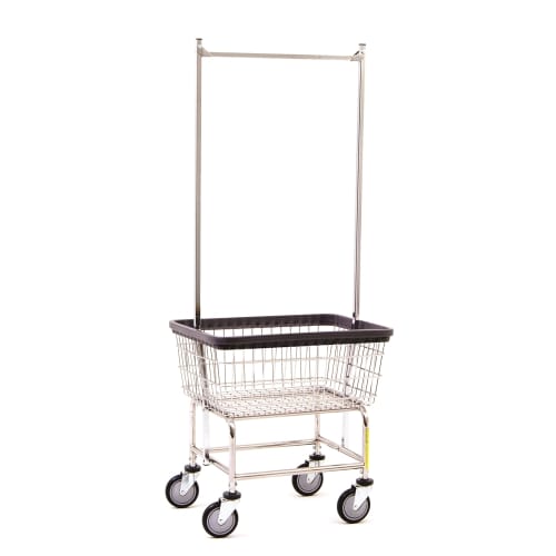 R&B Wire 2.5 Bushel Standard Laundry Cart With Double Pole Rack
